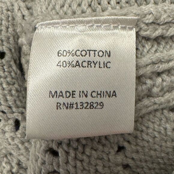 Lovers + Friends Sweater Women's Size L Gray Mock Neck Open Stitch Pullover L/S - Picture 5 of 5